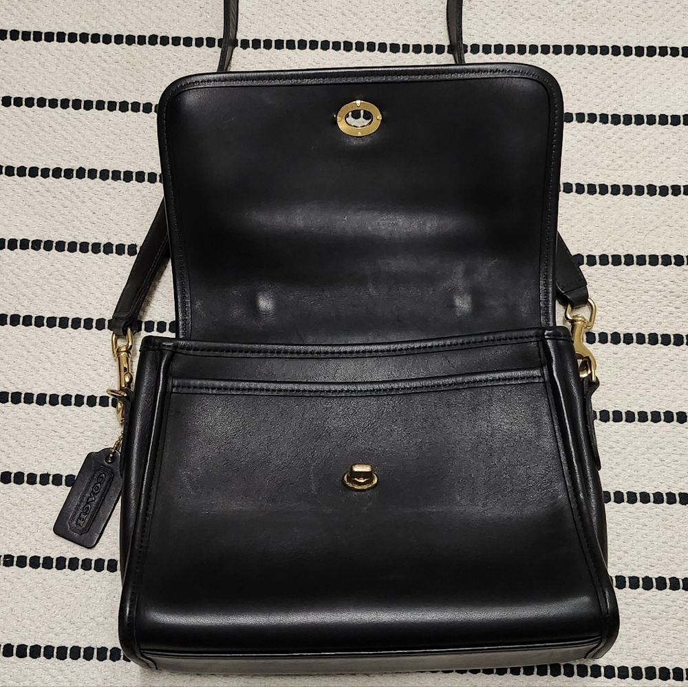 Vintage Coach Court Turnlock 9870 Leather Bag Black - Picture 9 of 13